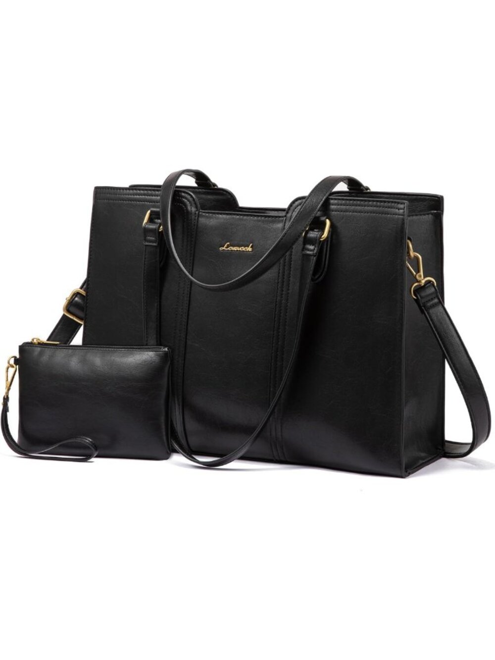 Stylish Waterproof Laptop Bag for Women - Vintage Work Tote Purse with Wristlet